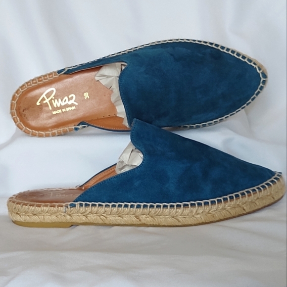 Pinaz Navy Blue Suede Espadrilles Sz 38EU NEW - Picture 2 of 10